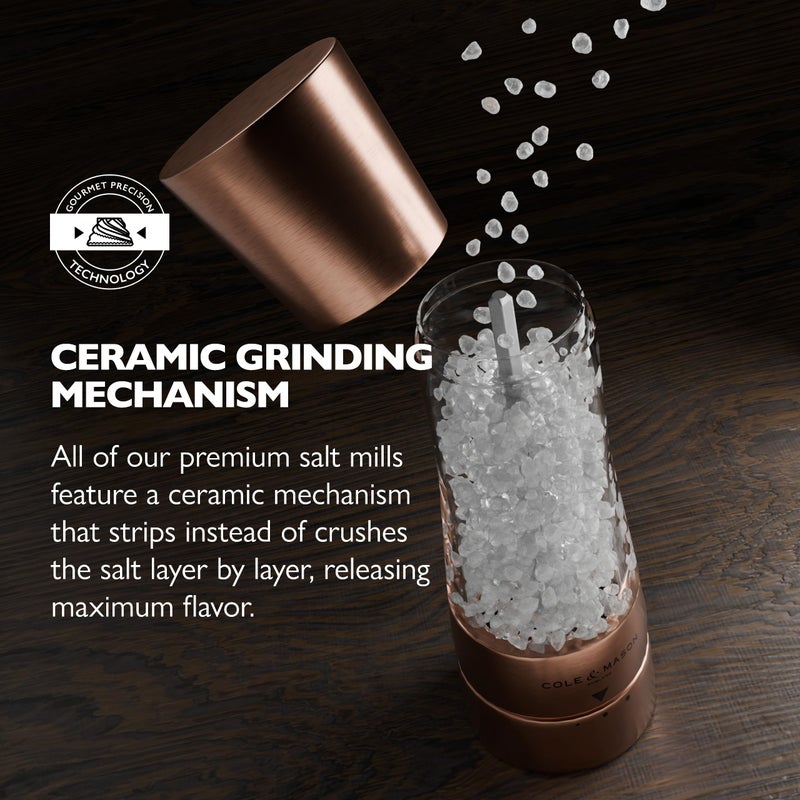 COLE & MASON Derwent Salt Grinder - Copper Mill Includes Gourmet Precision Mechanism and Premium Sea Salt - Image 4